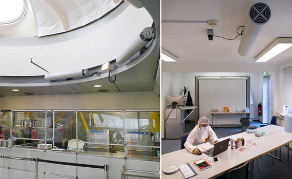 Kantinde ve hızlı test merkezindeki UV oda tipi hava filtresi.