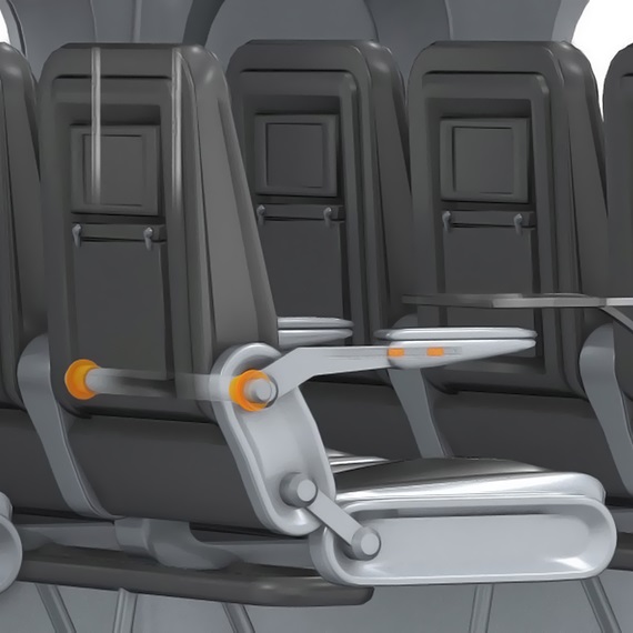 Uçak içi: kolçaklardaki kaymalı yataklar