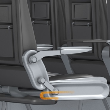 Uçak içi: yatay koltuk ayarında hareketli kablo kanalı