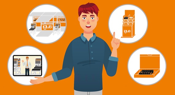 Hizmette sunulanlar: sanal ticaret fuarı, yerinde sergi, igus numune sergileri, kişiye özel numune paketleri